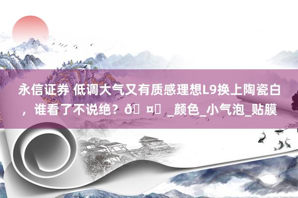 永信证券 低调大气又有质感理想L9换上陶瓷白，谁看了不说绝？🤍_颜色_小气泡_贴膜